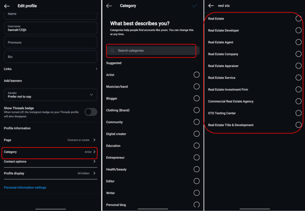 Add Category To Instagram Bio